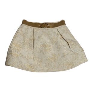 Janie and Jack Gold Metallic Ivory Tapestry Pleated Holiday Skirt 6-12 months
